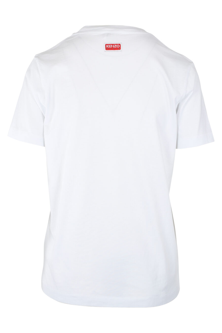 T-shirt branca com maxilogo de flores cor de laranja - IMG 9529