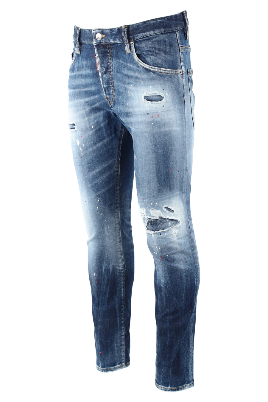 Pantalón vaquero "skater jean" azul desgastado con pintura blanca - IMG 9725