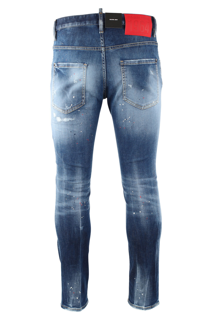 Pantalón vaquero "skater jean" azul desgastado con pintura blanca - IMG 9726