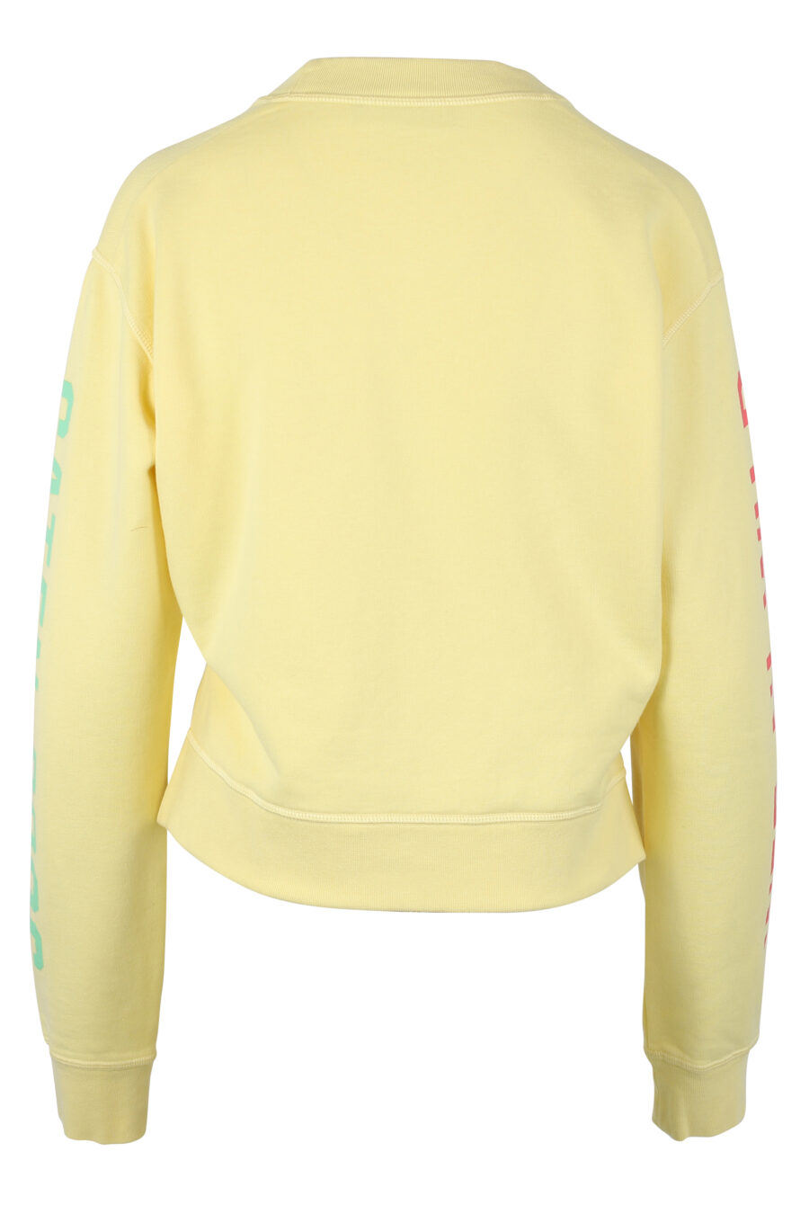 Yellow sweatshirt with green maxilogo and text on sleeves - IMG 9777