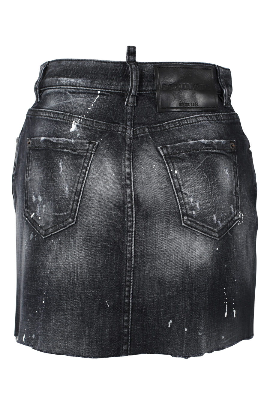 Falda vaquera "raw cut mini skirt" negra con semiabertura - IMG 9797