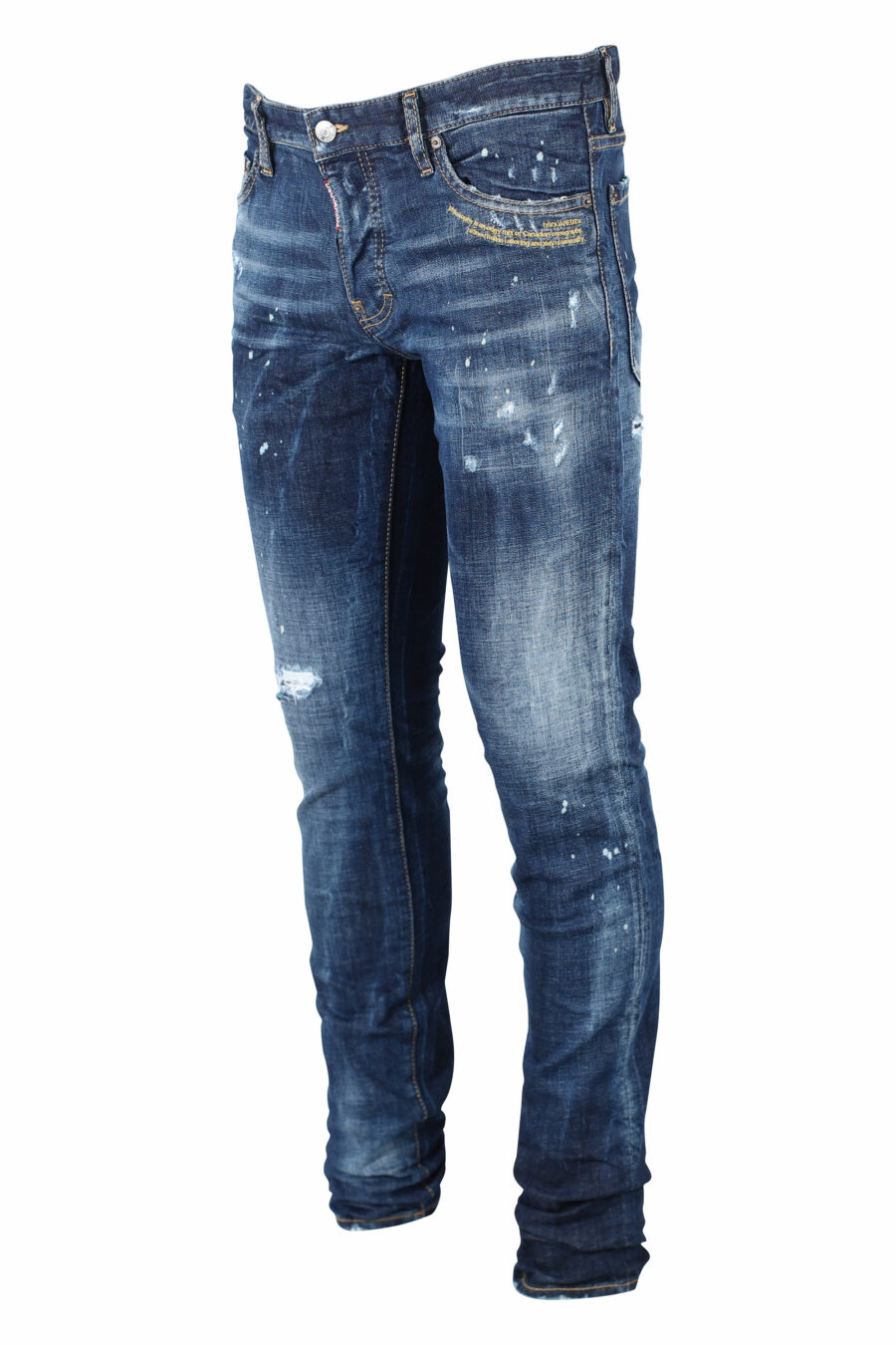 Dsquared2 - Pantalón vaquero Slim Jean azul semiroto con pintura
