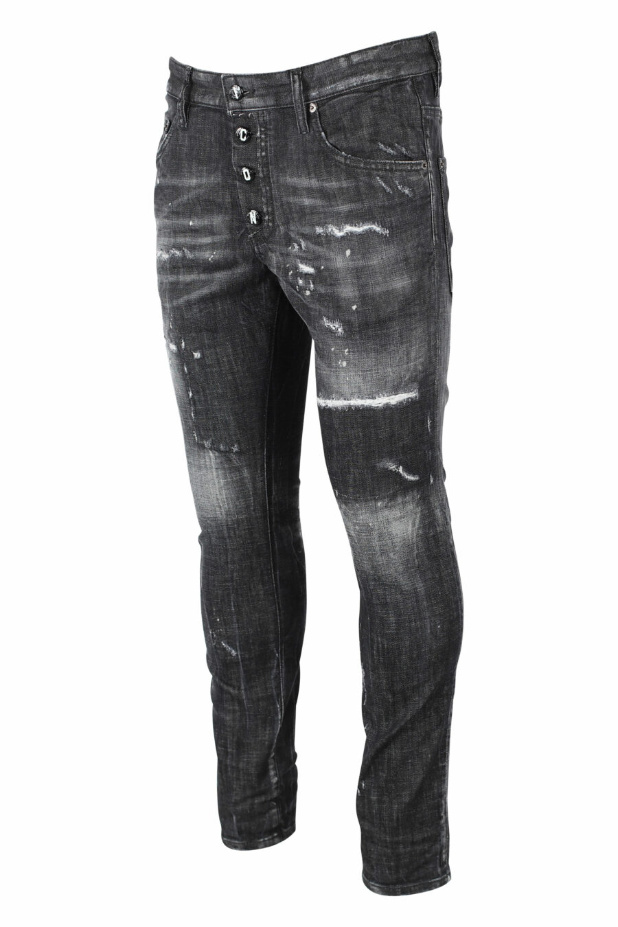 Pantalón vaquero "Skater Jean" negro con logo en botones y semiroto - IMG 0824