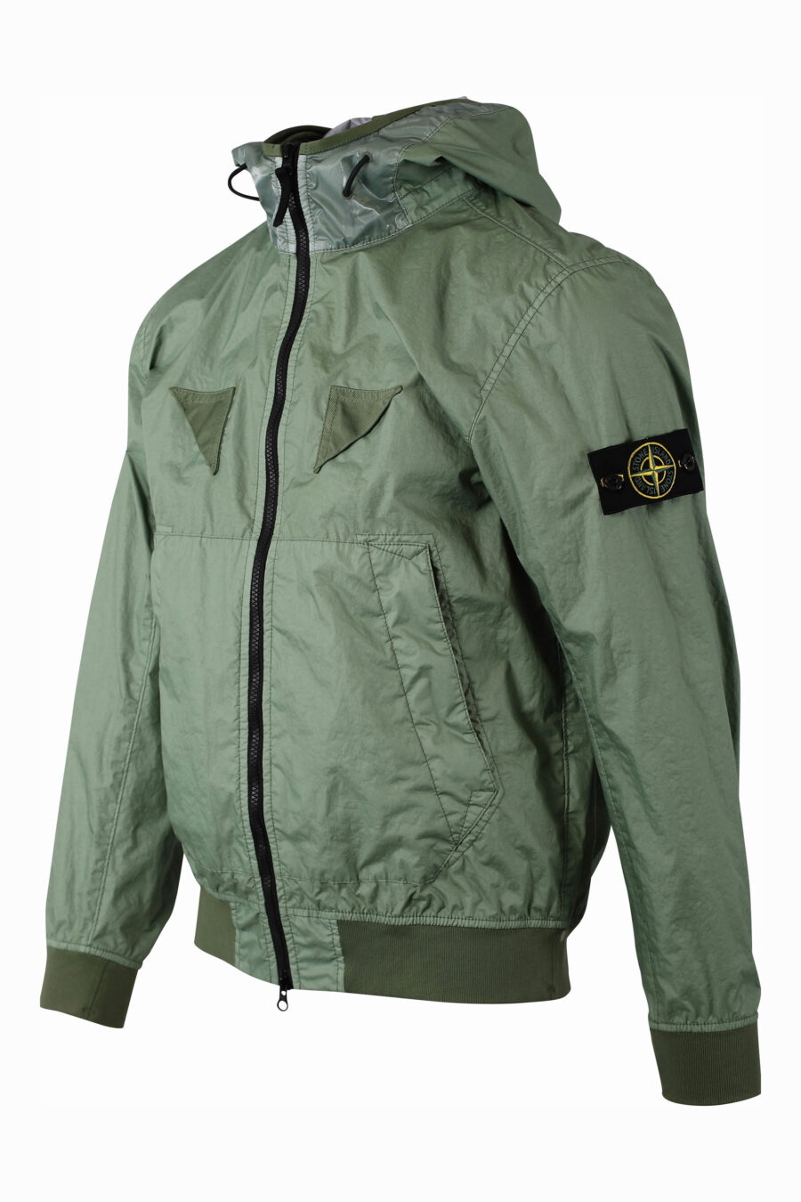 Grüne Jacke mit Kapuze und Logoaufnäher - IMG 1071