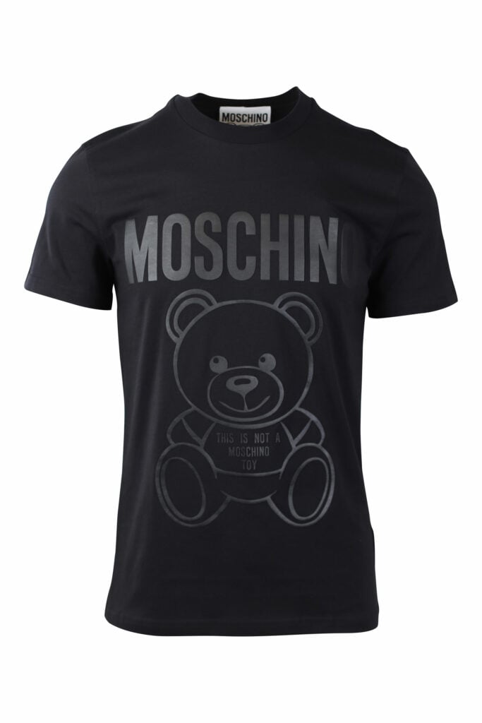 Moschino - Camiseta negra con maxilogo oso monocromático - BLS Fashion