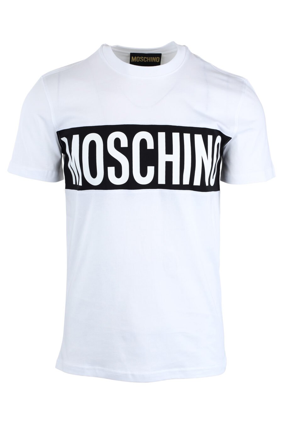 T-shirt branca com logótipo de riscas pretas - IMG 1688