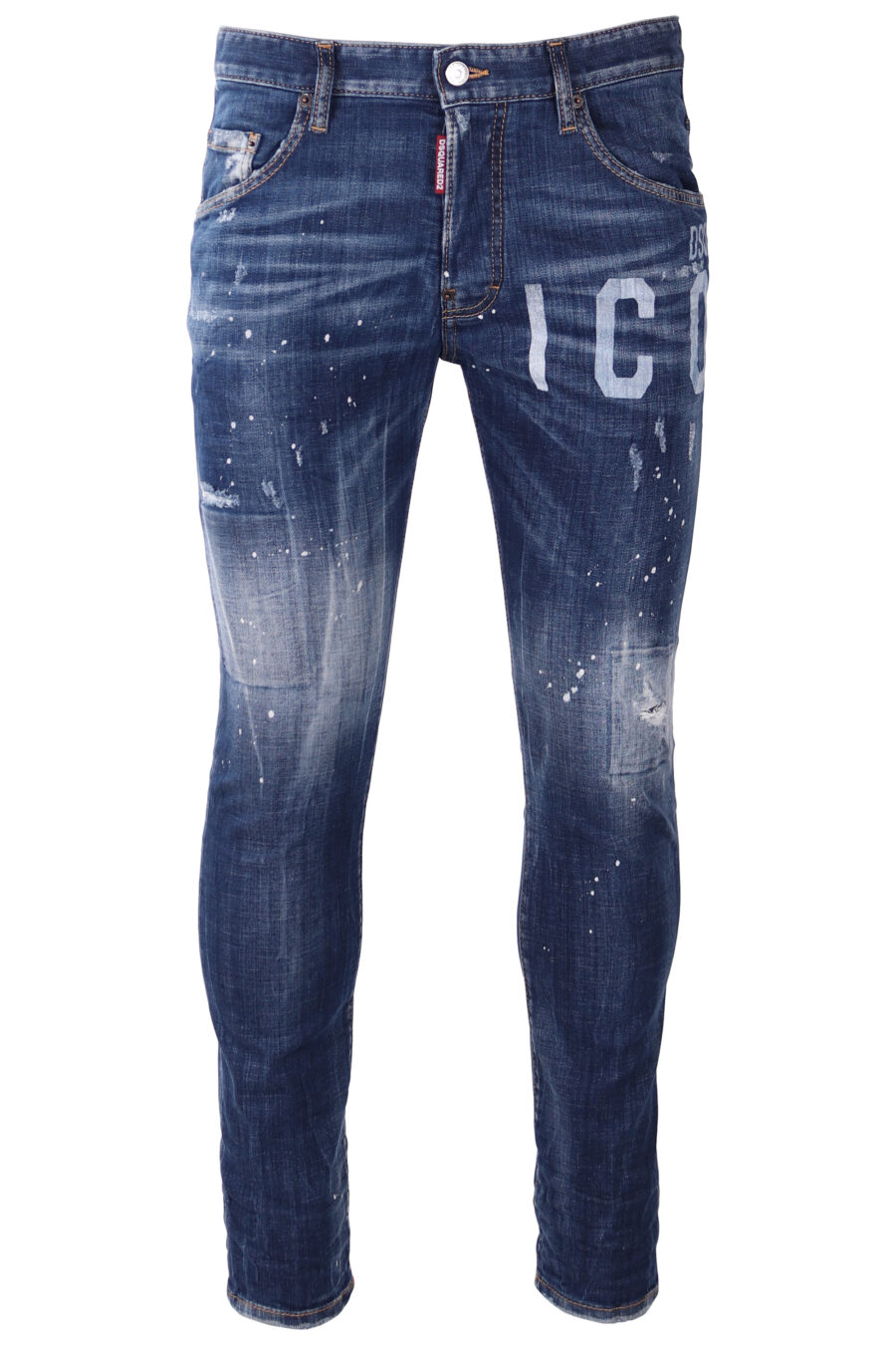 Pantalón vaquero "Skater" azul desgastado con logo "icon" blanco - IMG 1746