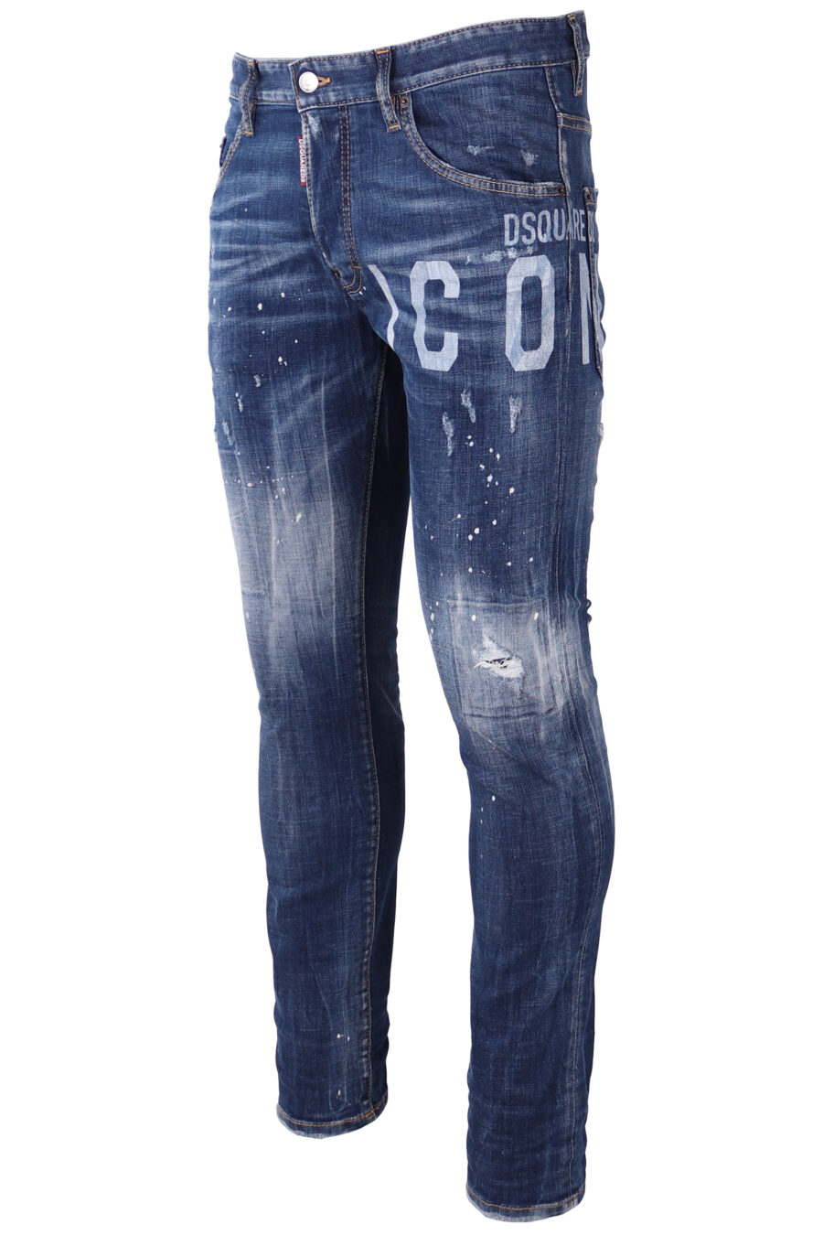 Pantalón vaquero "Skater" azul desgastado con logo "icon" blanco - IMG 1748