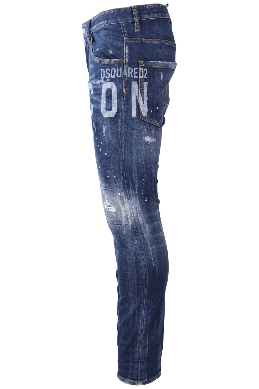Pantalón vaquero "Skater" azul desgastado con logo "icon" blanco - IMG 1749