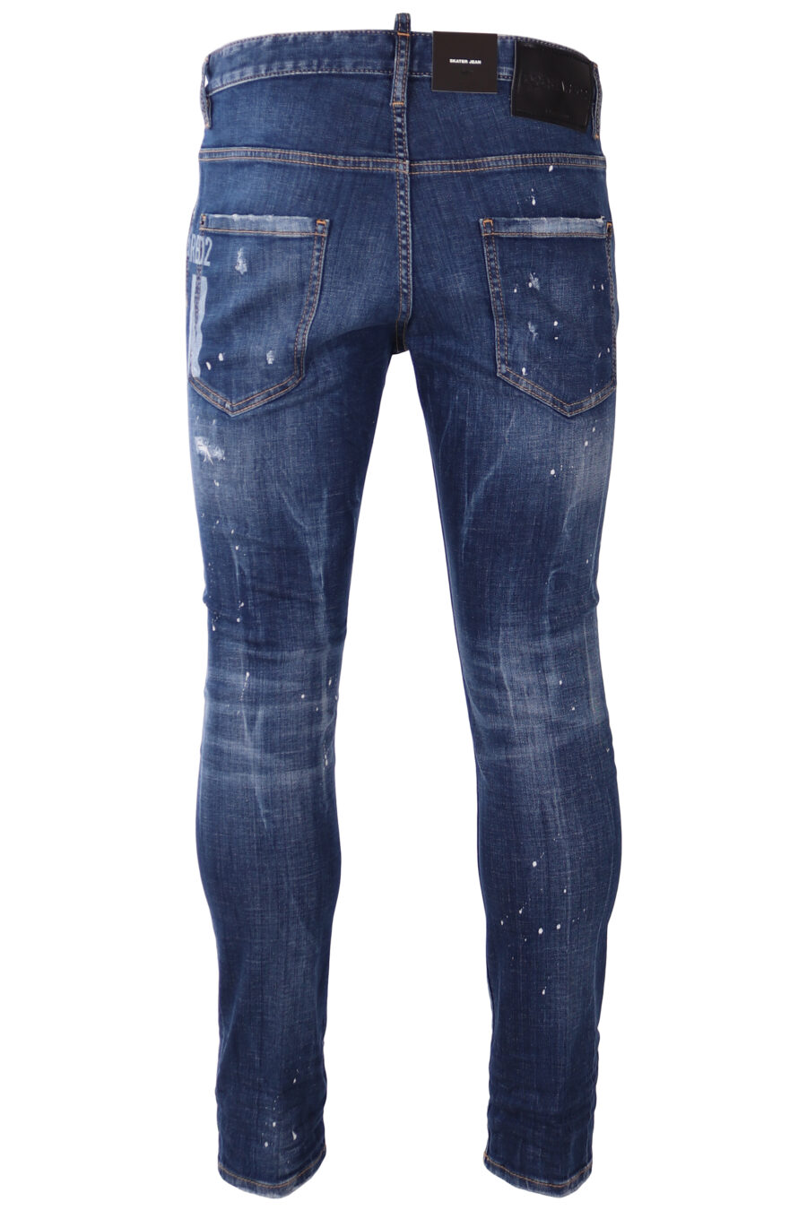 Pantalón vaquero "Skater" azul desgastado con logo "icon" blanco - IMG 1750