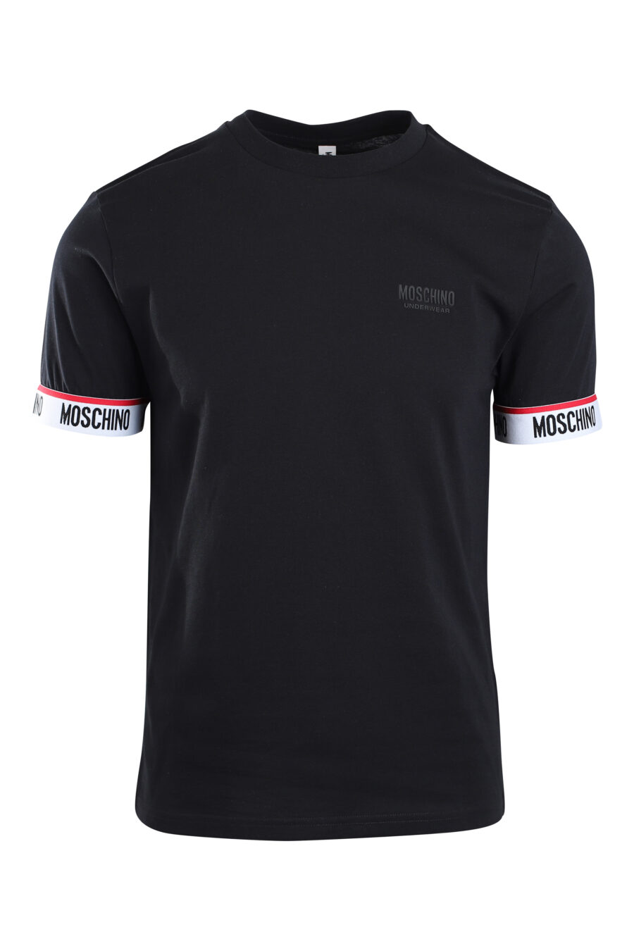Camiseta negra con logo en banda en mangas y minilogo monocromático - IMG 2159