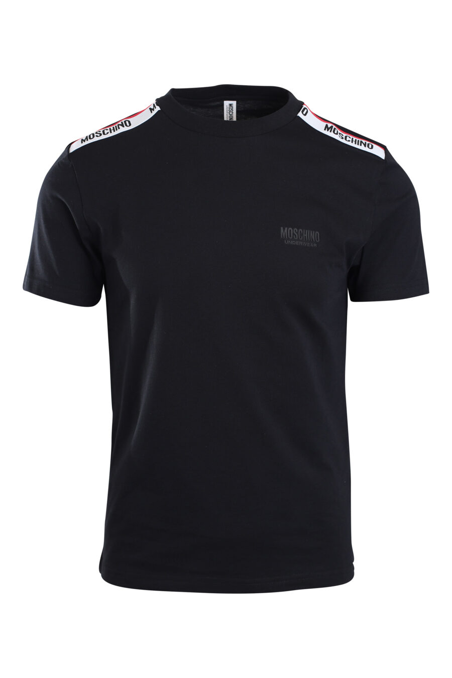 Camiseta negra con logo en banda en hombros - IMG 2160