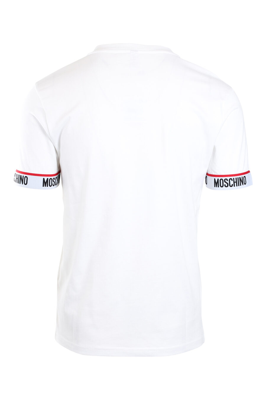 Weißes T-Shirt mit Logoband am Ärmel und einfarbigem Mini-Logo - IMG 2173