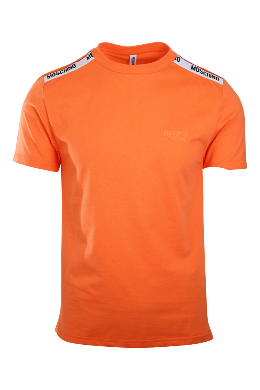 Camiseta naranja con logo en banda en hombros - IMG 2204