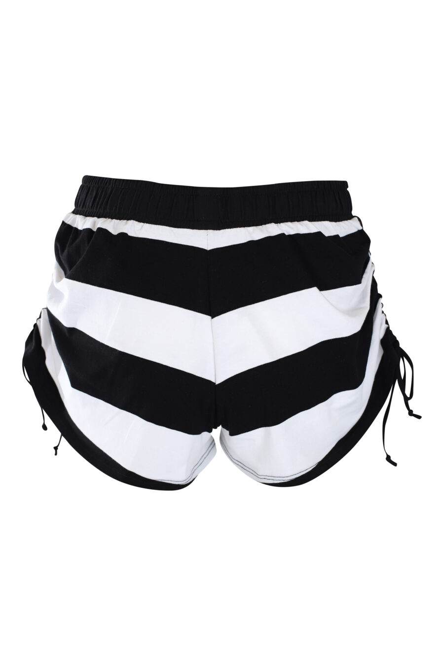 Bicolour black and white striped shorts with gold mini-logo - IMG 2248