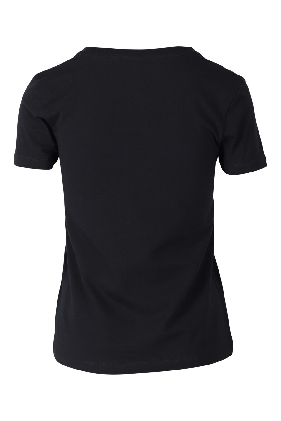 Schwarzes, schmal geschnittenes T-Shirt mit Bärenlogo auf dem Unterarm - IMG 2367