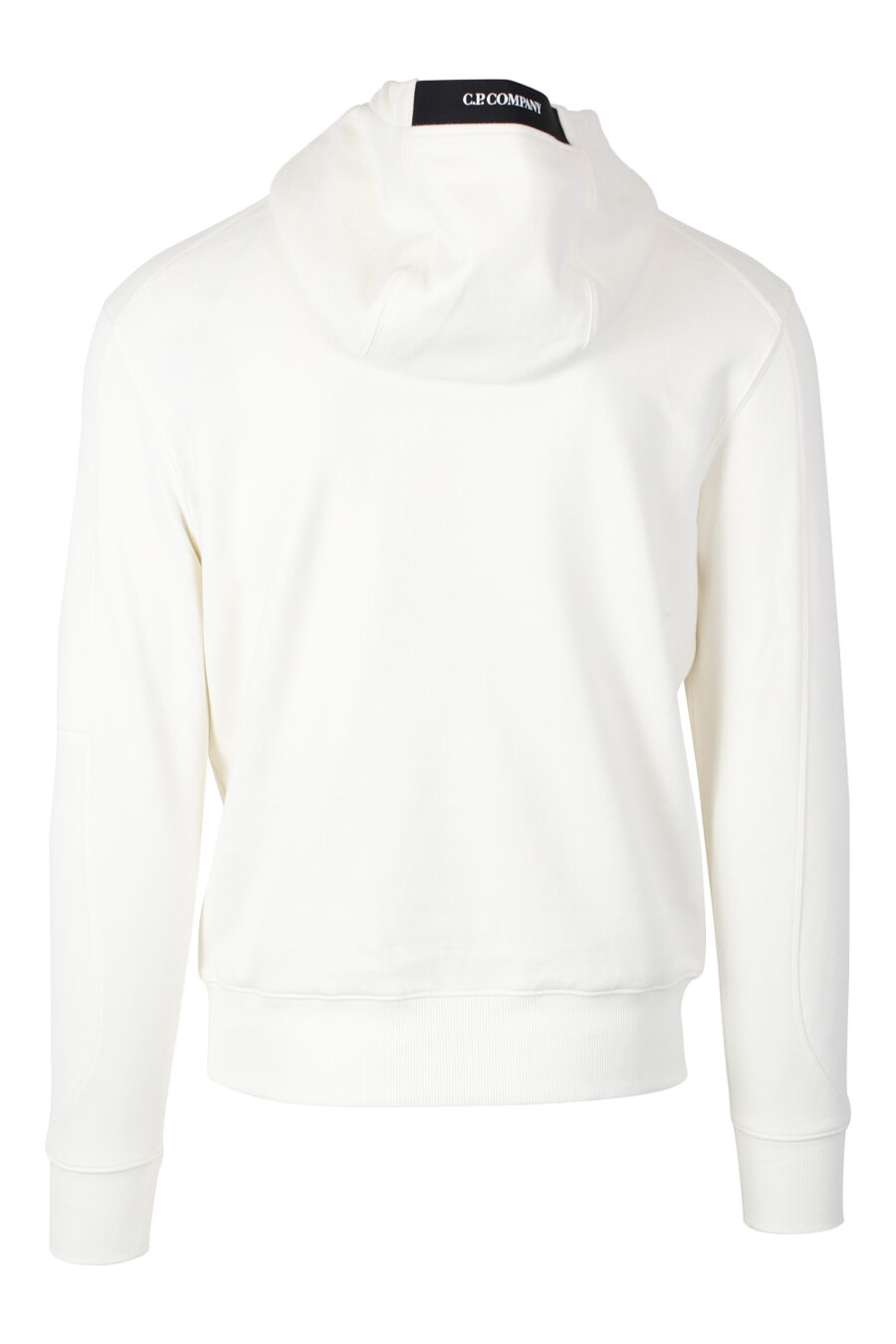 White sweatshirt with hood and circular mini-logo on the side - IMG 2388