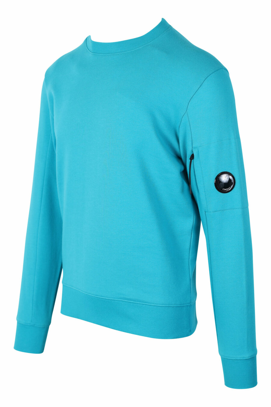 Sweat-shirt turquoise avec mini-logo circulaire sur le côté - IMG 2395