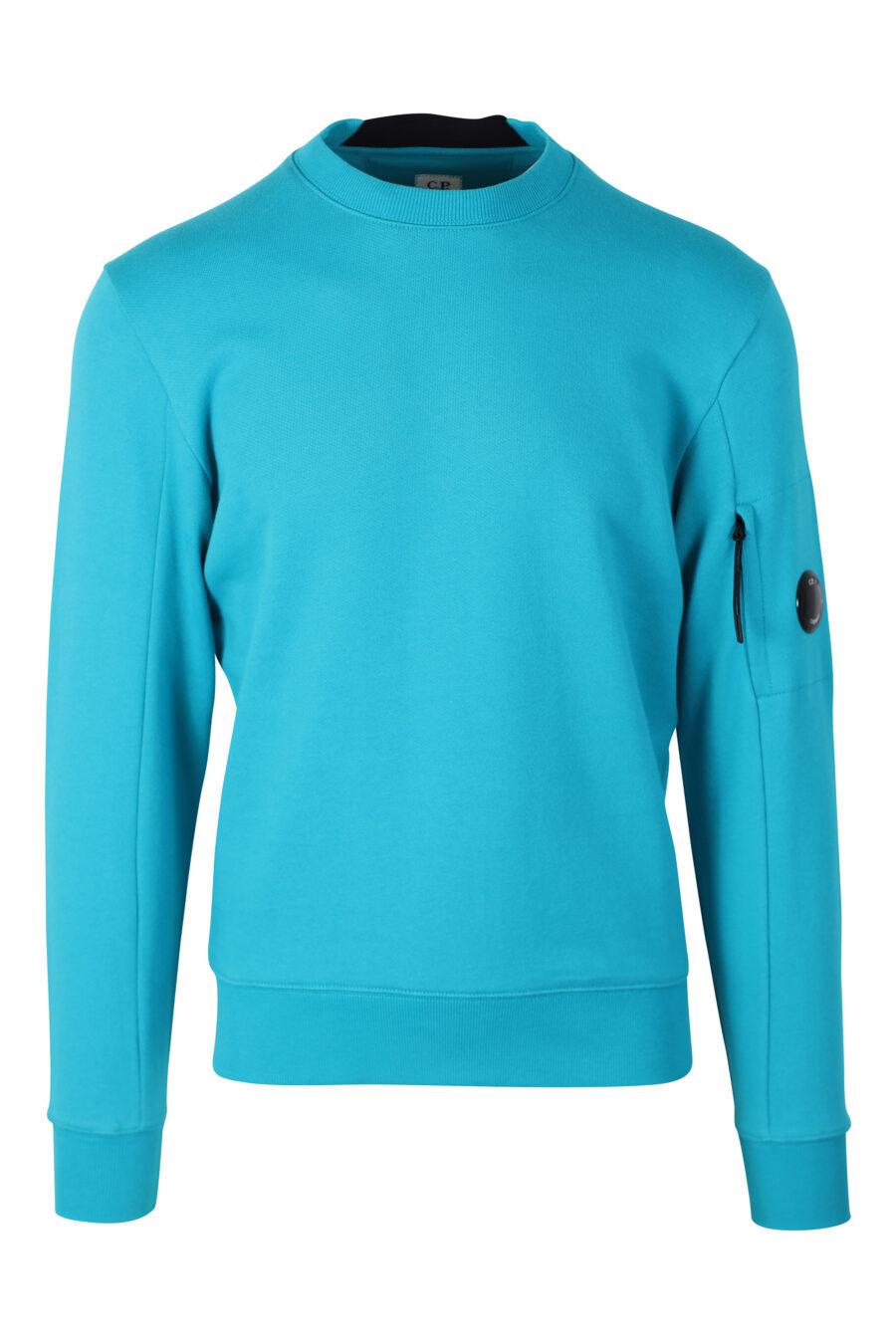 Turquoise sweatshirt with circular mini-logo on the side - IMG 2400