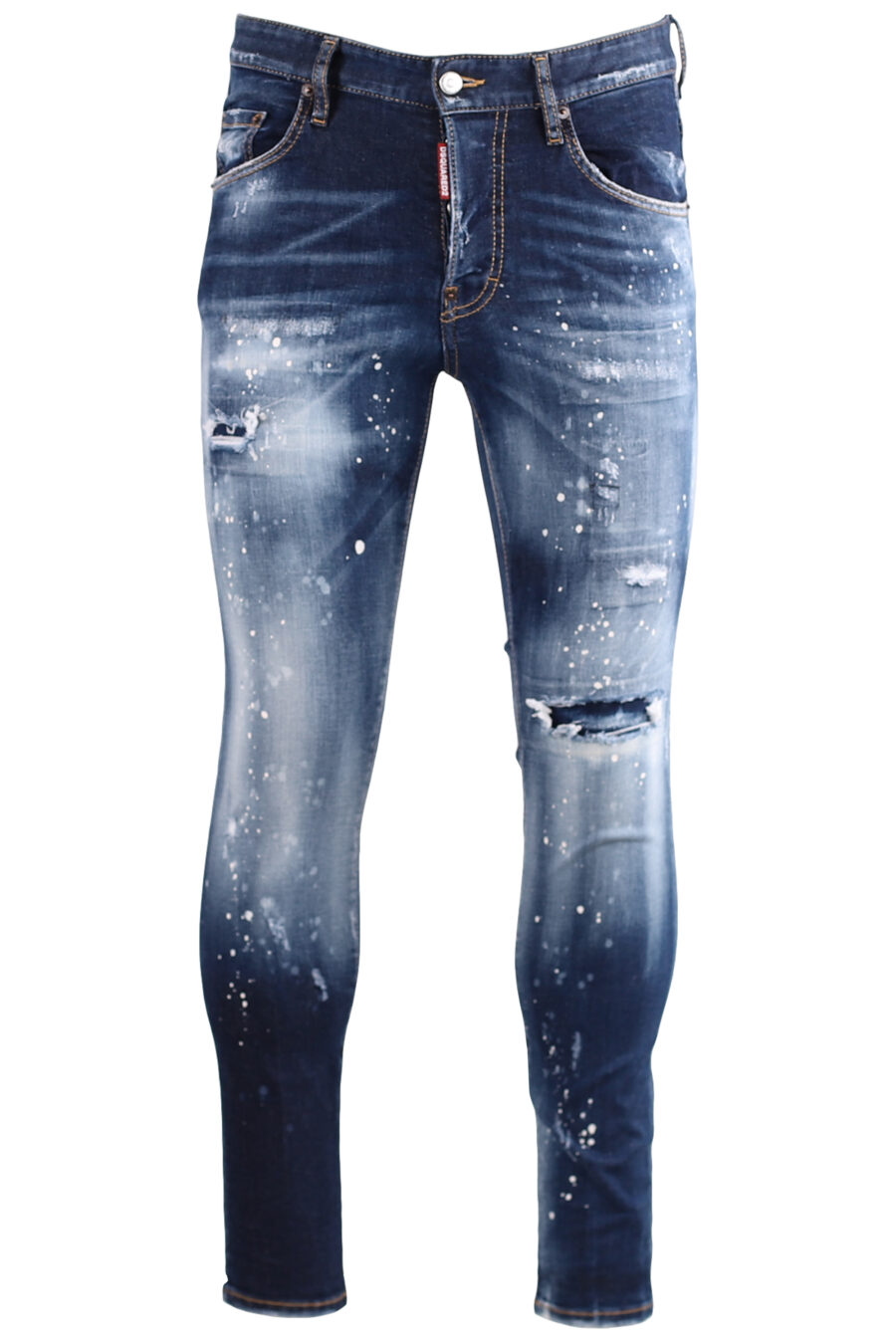 Pantalón vaquero "Skater" azul semidesgastado con splash blanco - IMG 7259