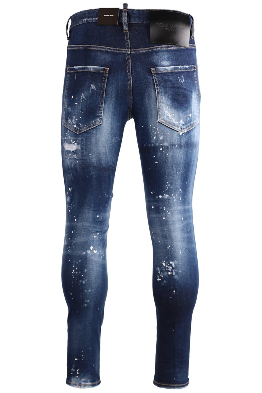 Pantalón vaquero "Skater" azul semidesgastado con splash blanco - IMG 7260