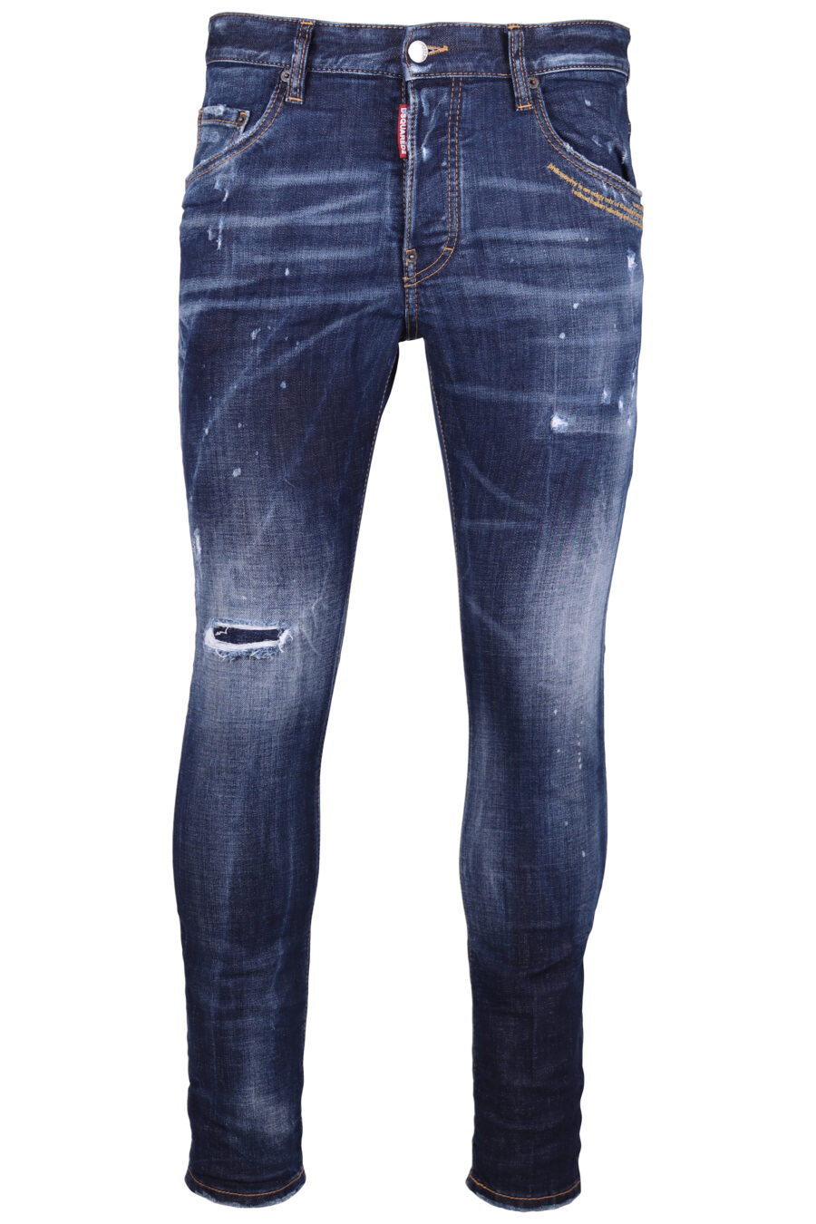 Pantalón vaquero "Skater" azul oscuro semiroto con detalle rojo - IMG 9291