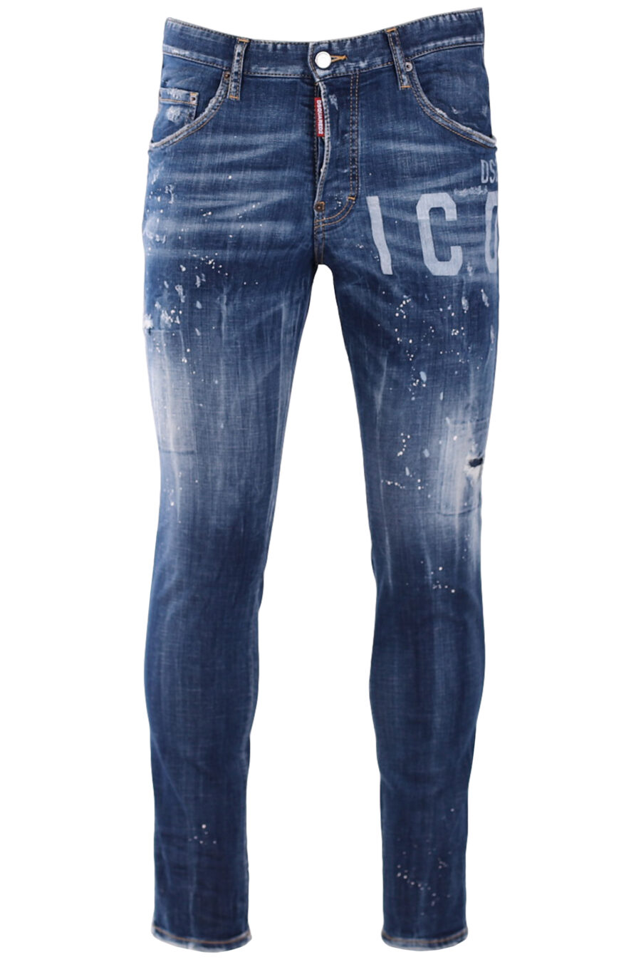 Pantalón vaquero azul "skater jean" con logo "icon" y pintura blanca - IMG 9461