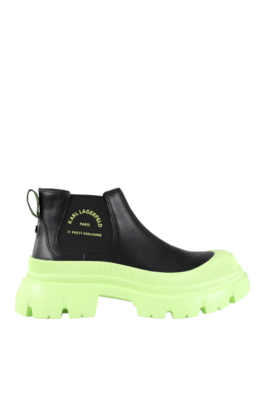 Black ankle boots with logo and lime green sole - IMG 9590