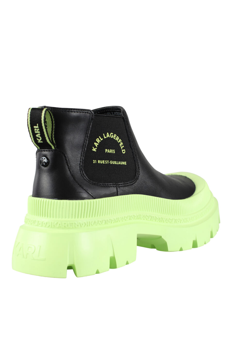 Black ankle boots with logo and lime green sole - IMG 9591