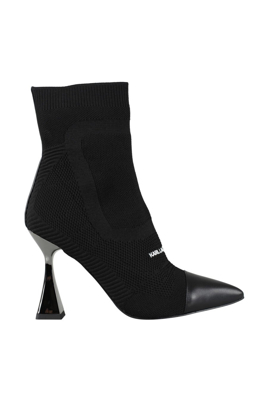 Black ankle sock ankle boots with white mini logo - IMG 9602