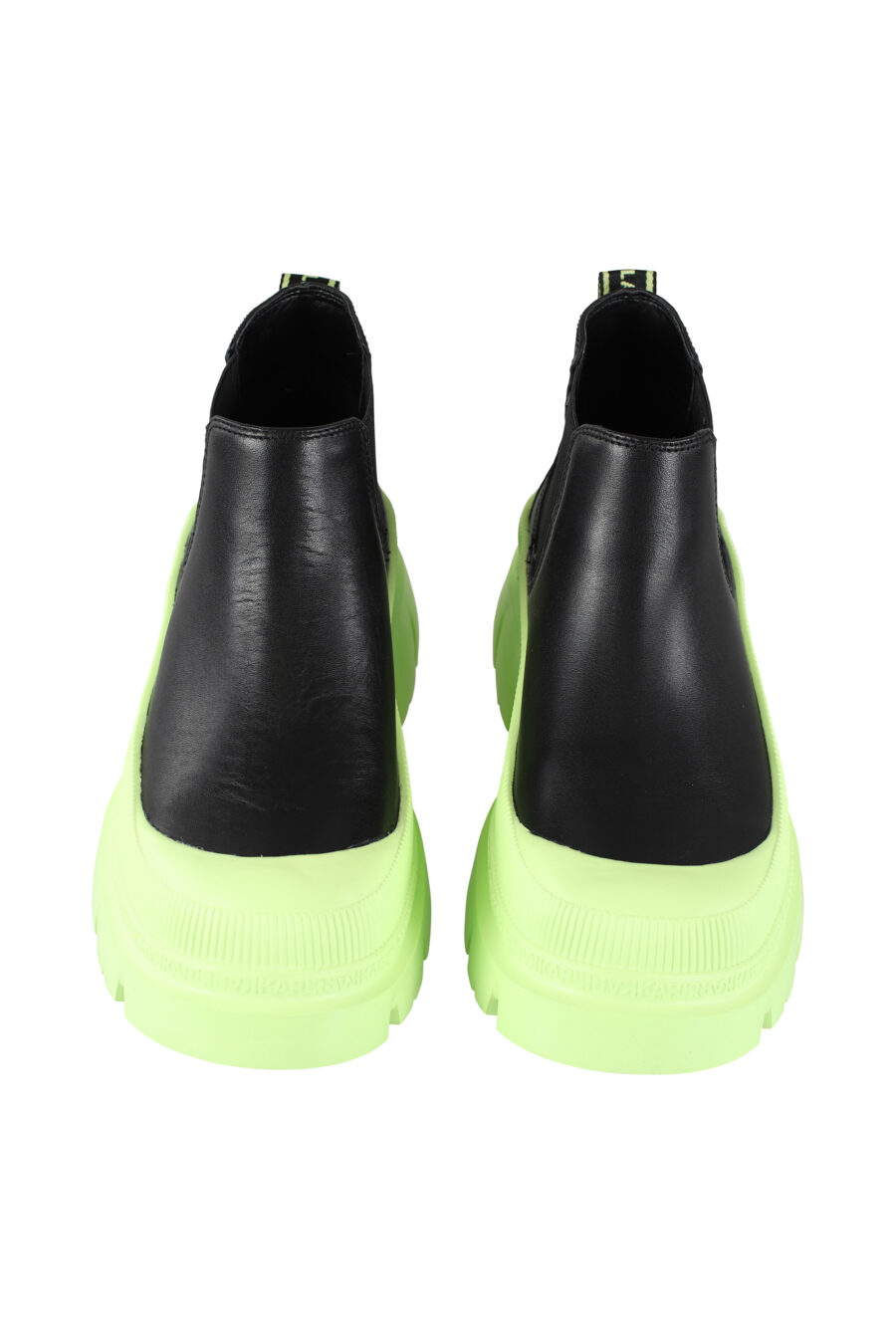 Black ankle boots with logo and lime green sole - IMG 9616