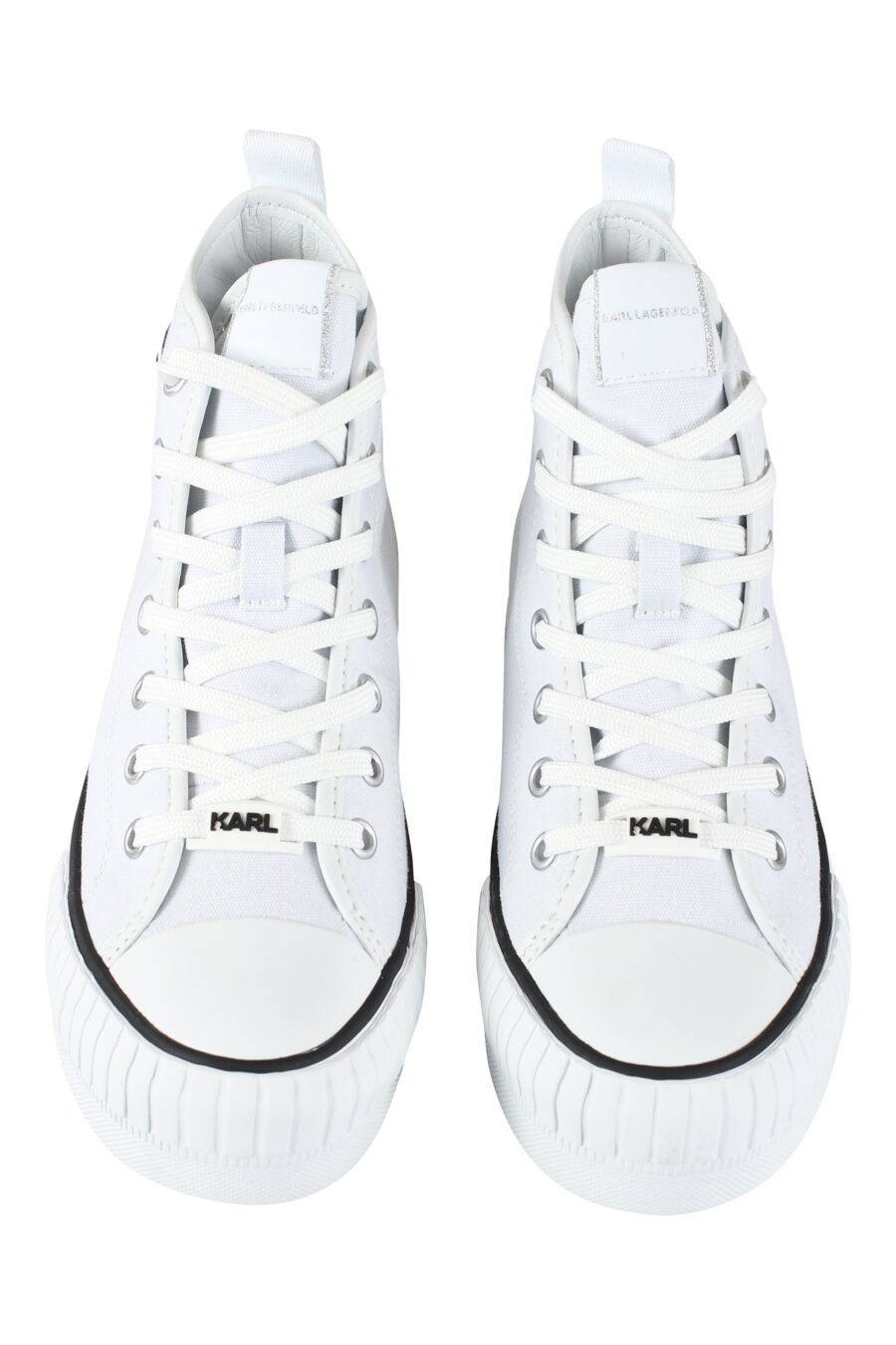 Zapatillas altas blancas estilo converse con logo "karl" en goma - IMG 9622