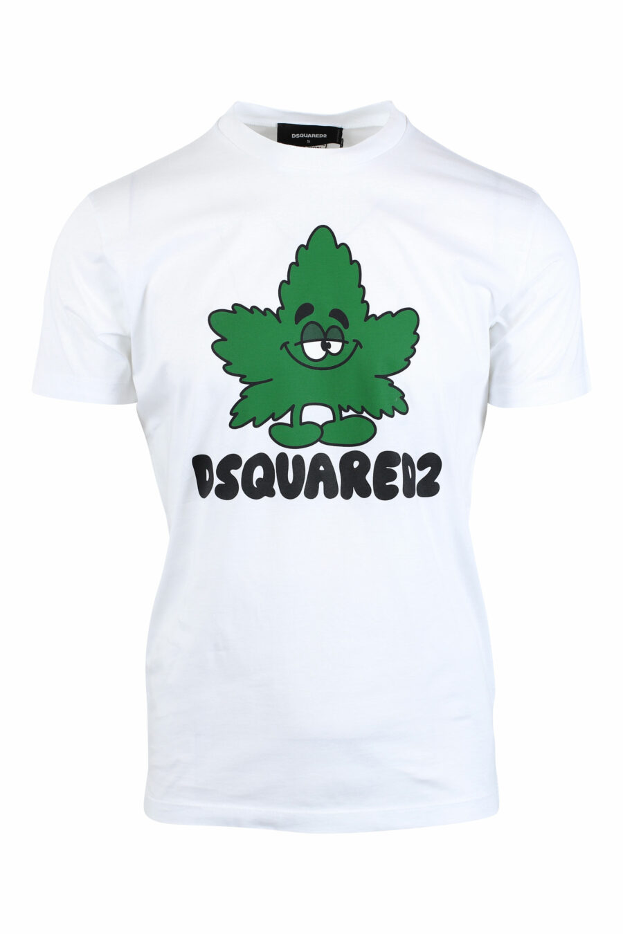 Weißes T-Shirt mit fröhlichem grünen Blatt-Logo - IMG 2632