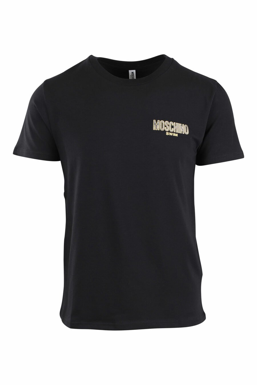 T-shirt preta com pequeno logótipo dourado com strass - IMG 2654