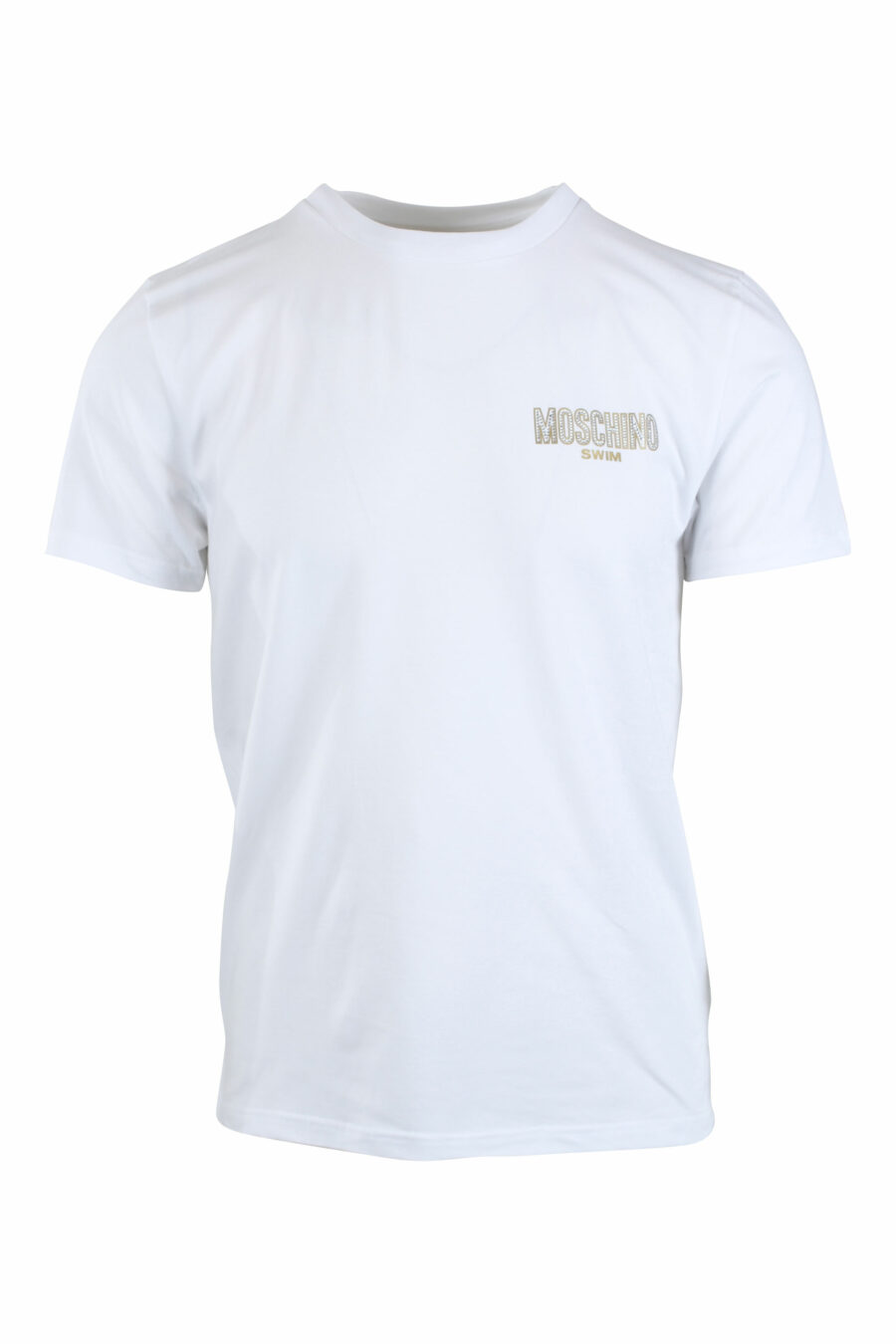 Camiseta blanca con logo pequeño en dorado y strass - IMG 2657