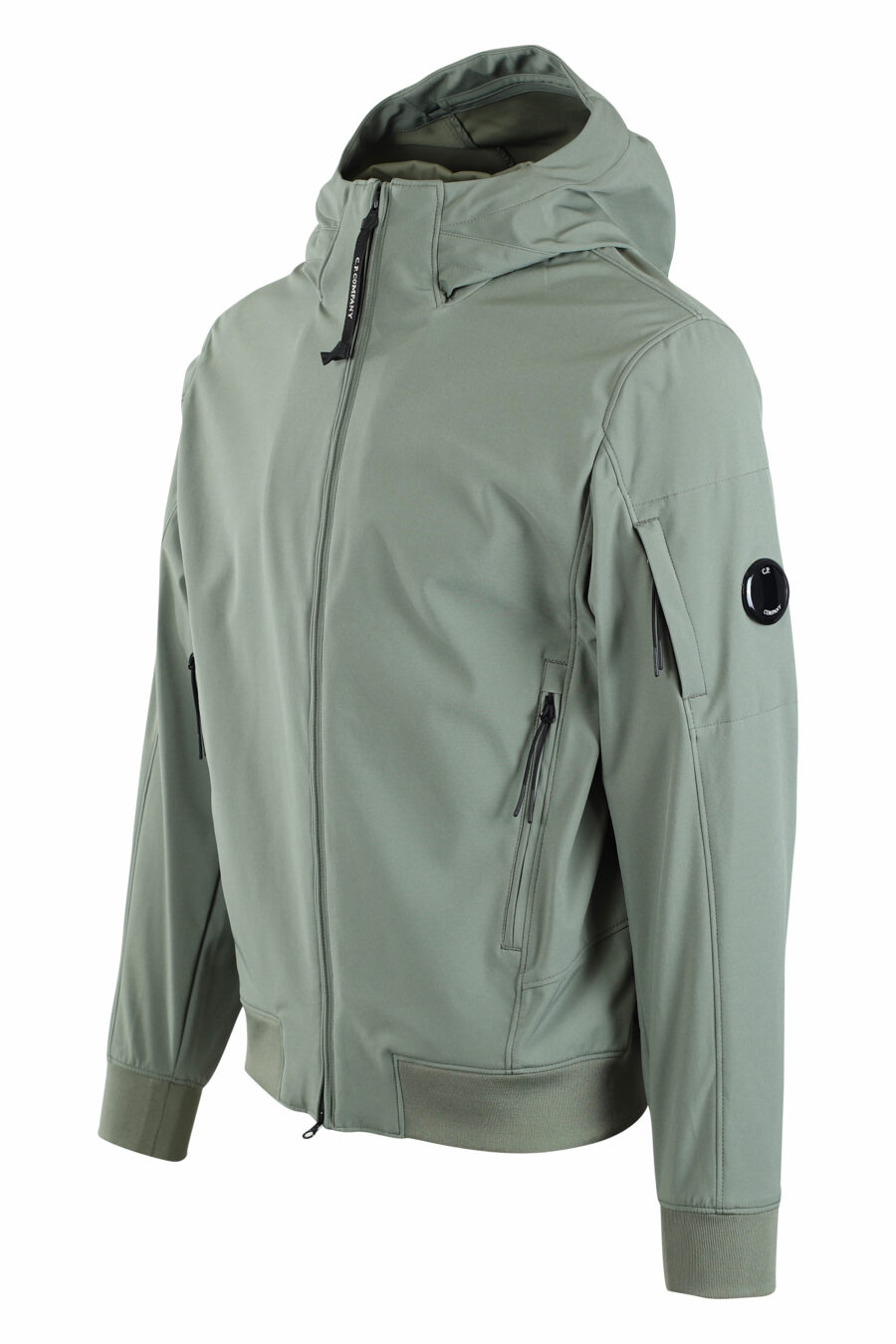 Military green jacket with hood and side pocket with circular mini-logo - IMG 2685