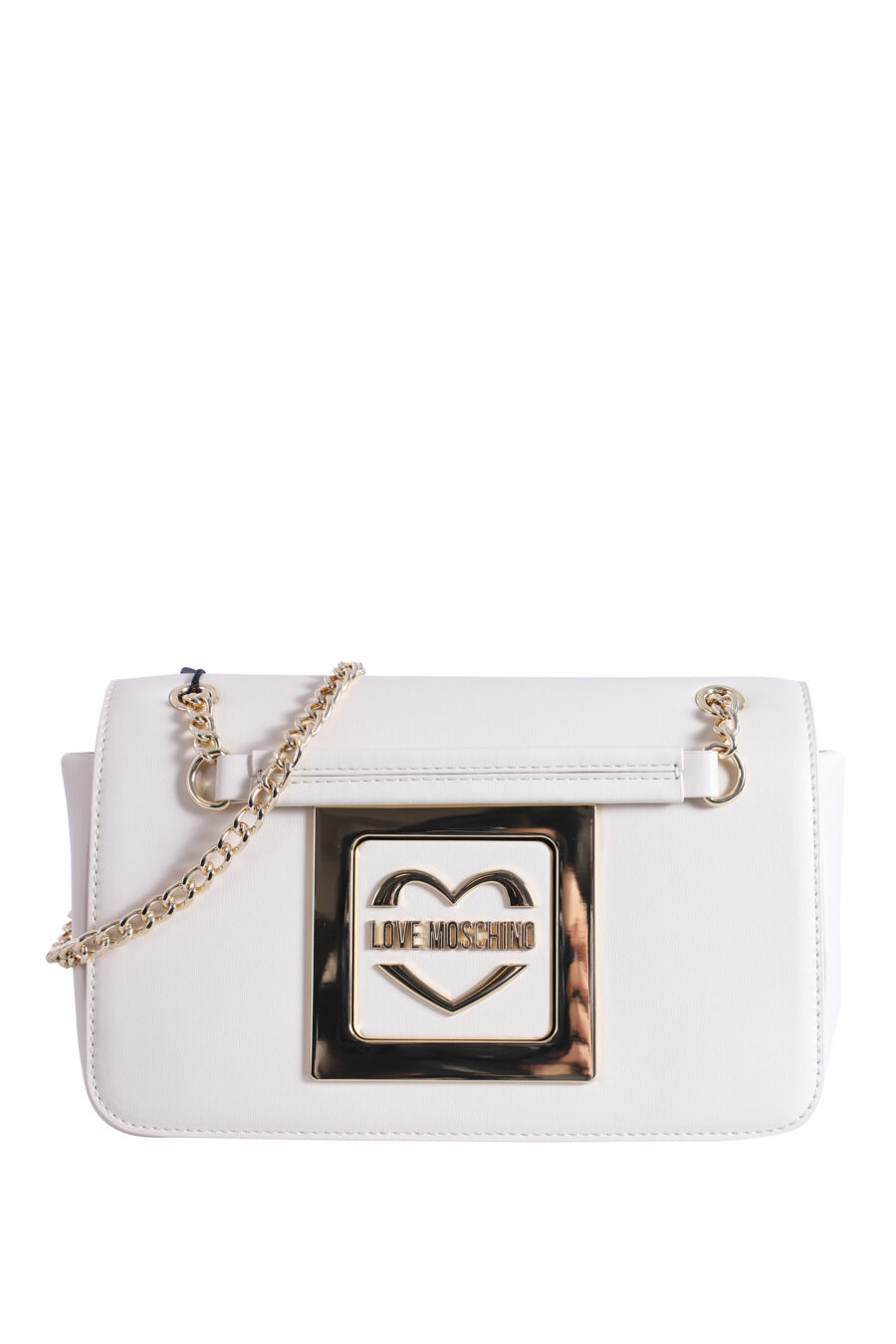 Beige shoulder bag with gold logo and chain - IMG 2880
