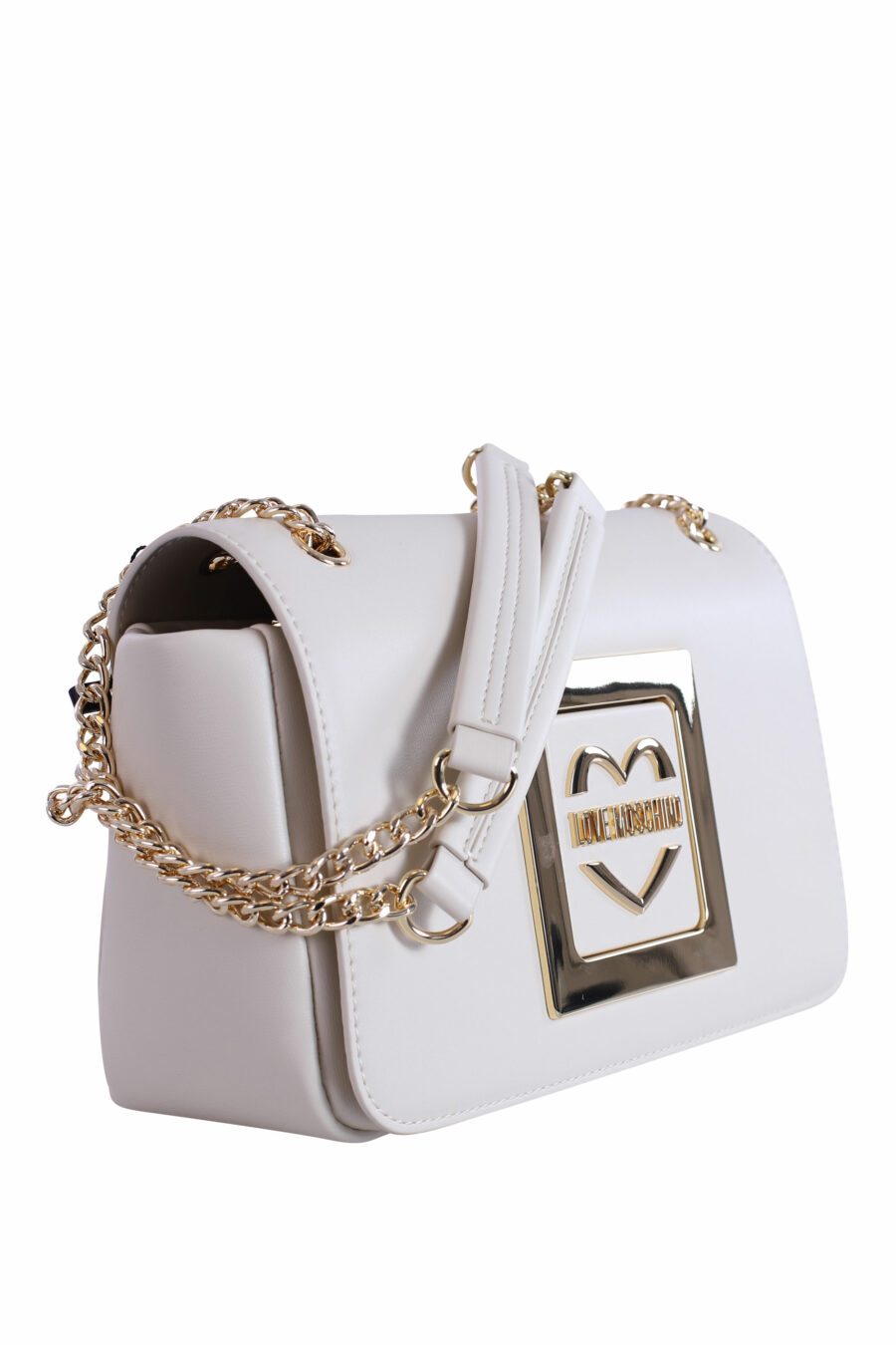 Beige shoulder bag with gold logo and chain - IMG 2884