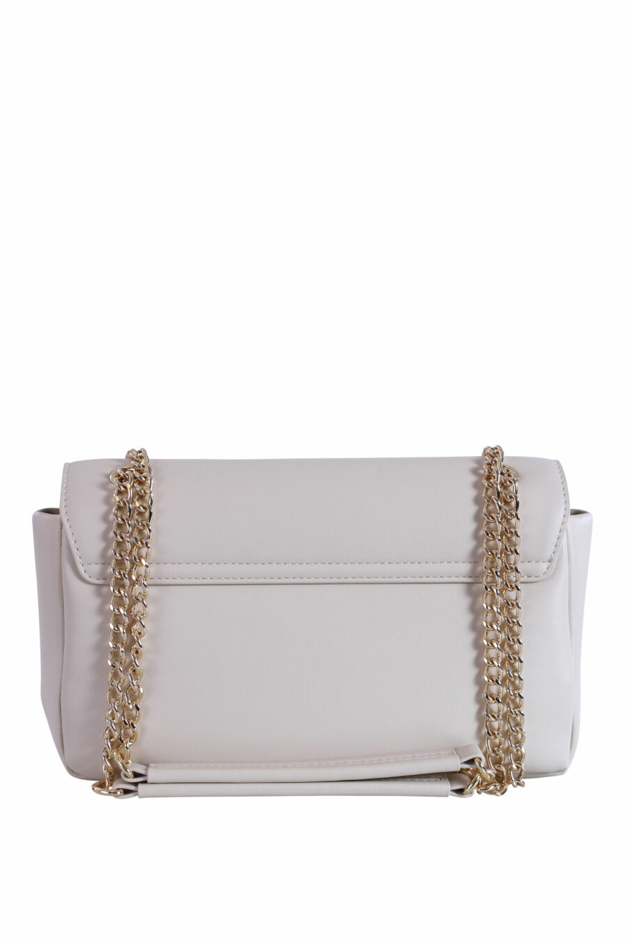 Beige shoulder bag with gold logo and chain - IMG 2888