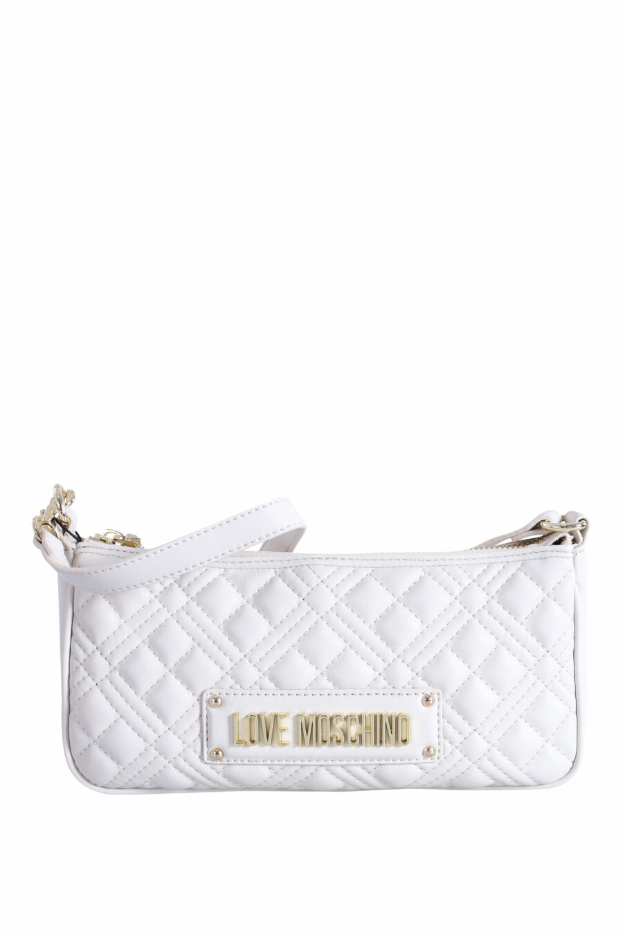White quilted shoulder bag with gold logo - IMG 2891