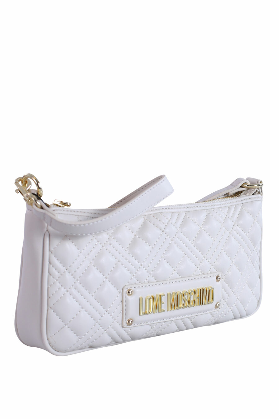 White quilted shoulder bag with gold logo - IMG 2892