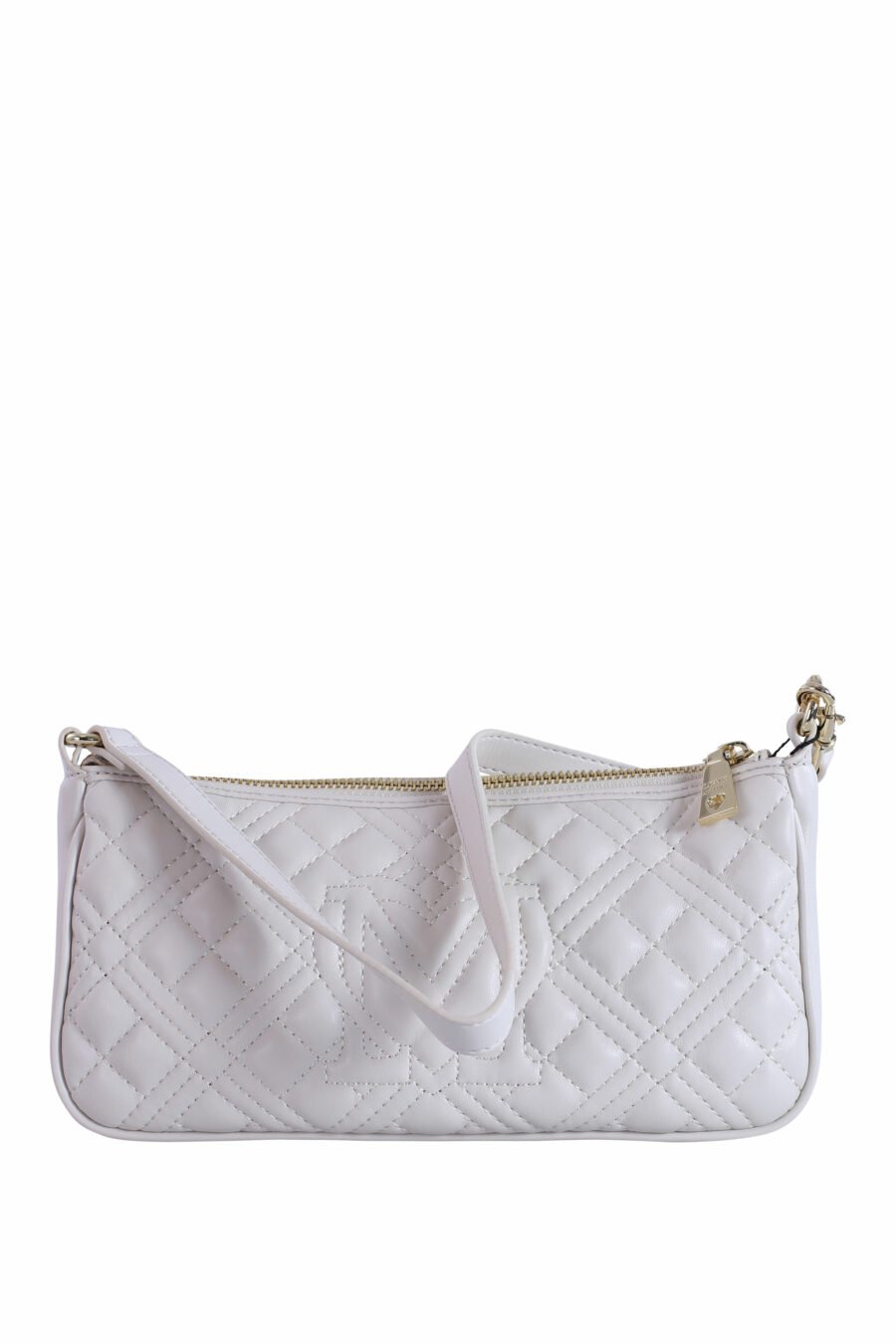 White quilted shoulder bag with gold logo - IMG 2893