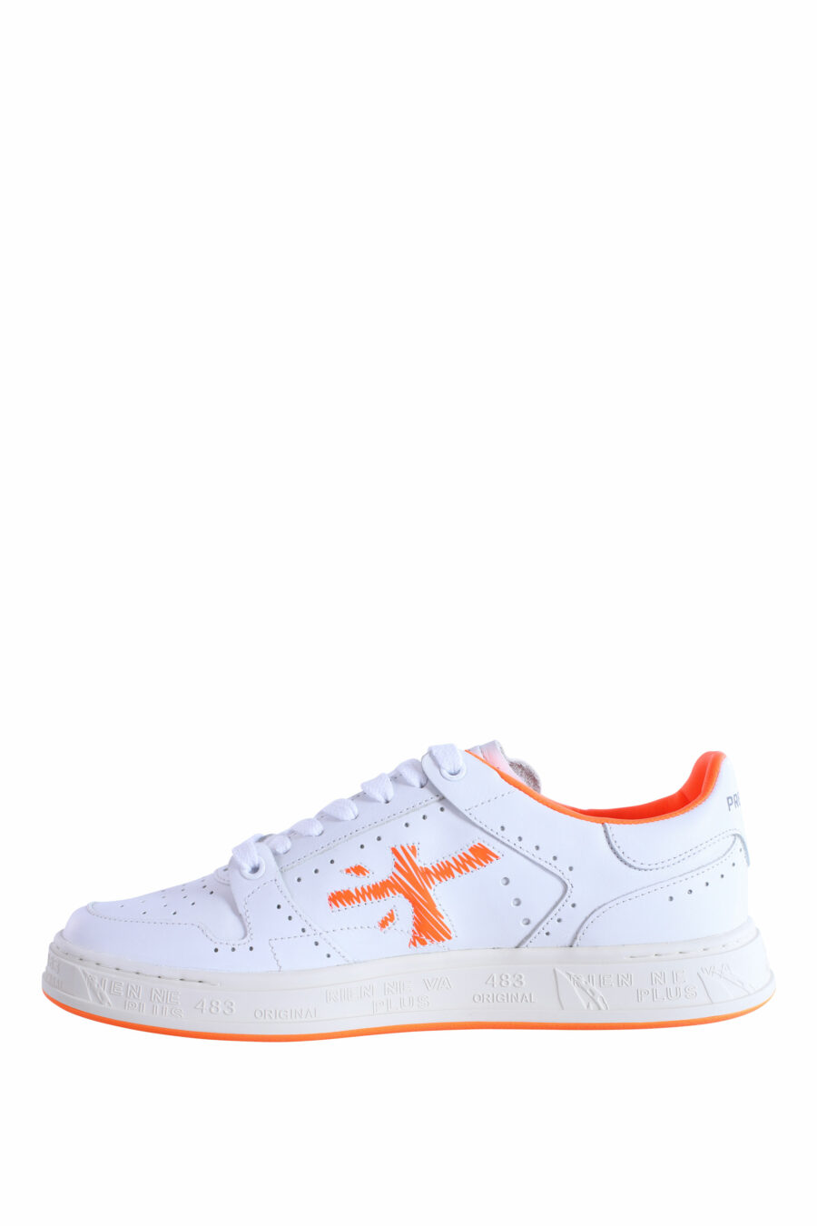 White trainers with orange "quinn 6302" - IMG 2997