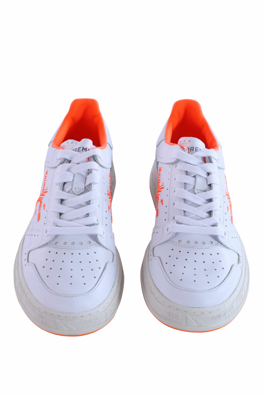 White trainers with orange "quinn 6302" - IMG 2998