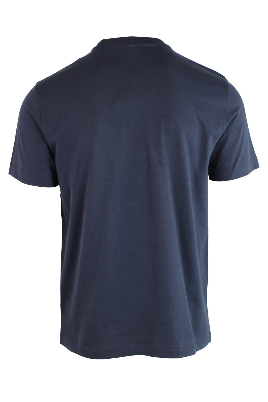 T-shirt bleu foncé avec mini logo en patch doré - IMG 3224