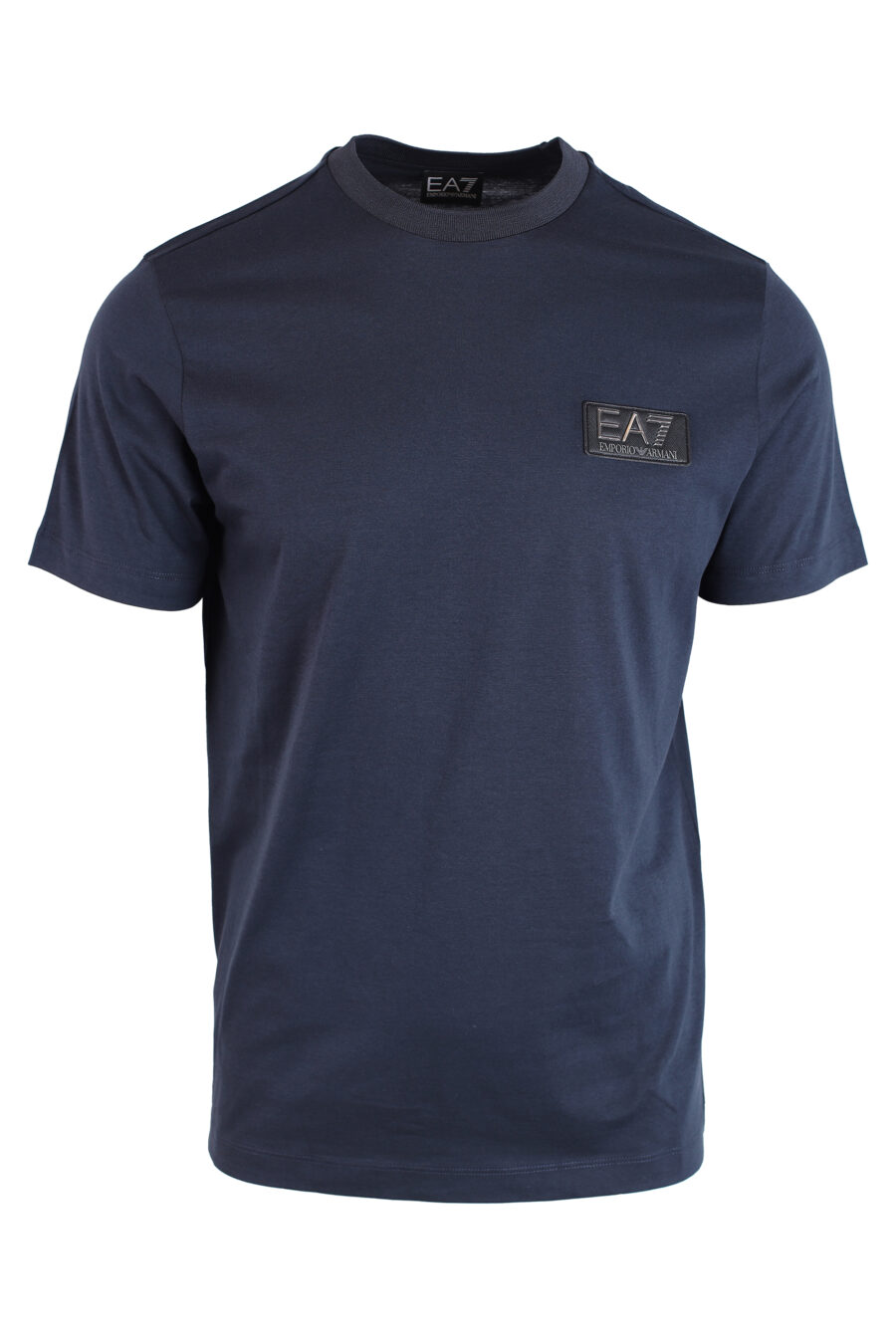 T-shirt bleu foncé avec mini-logo en patch doré - IMG 3230