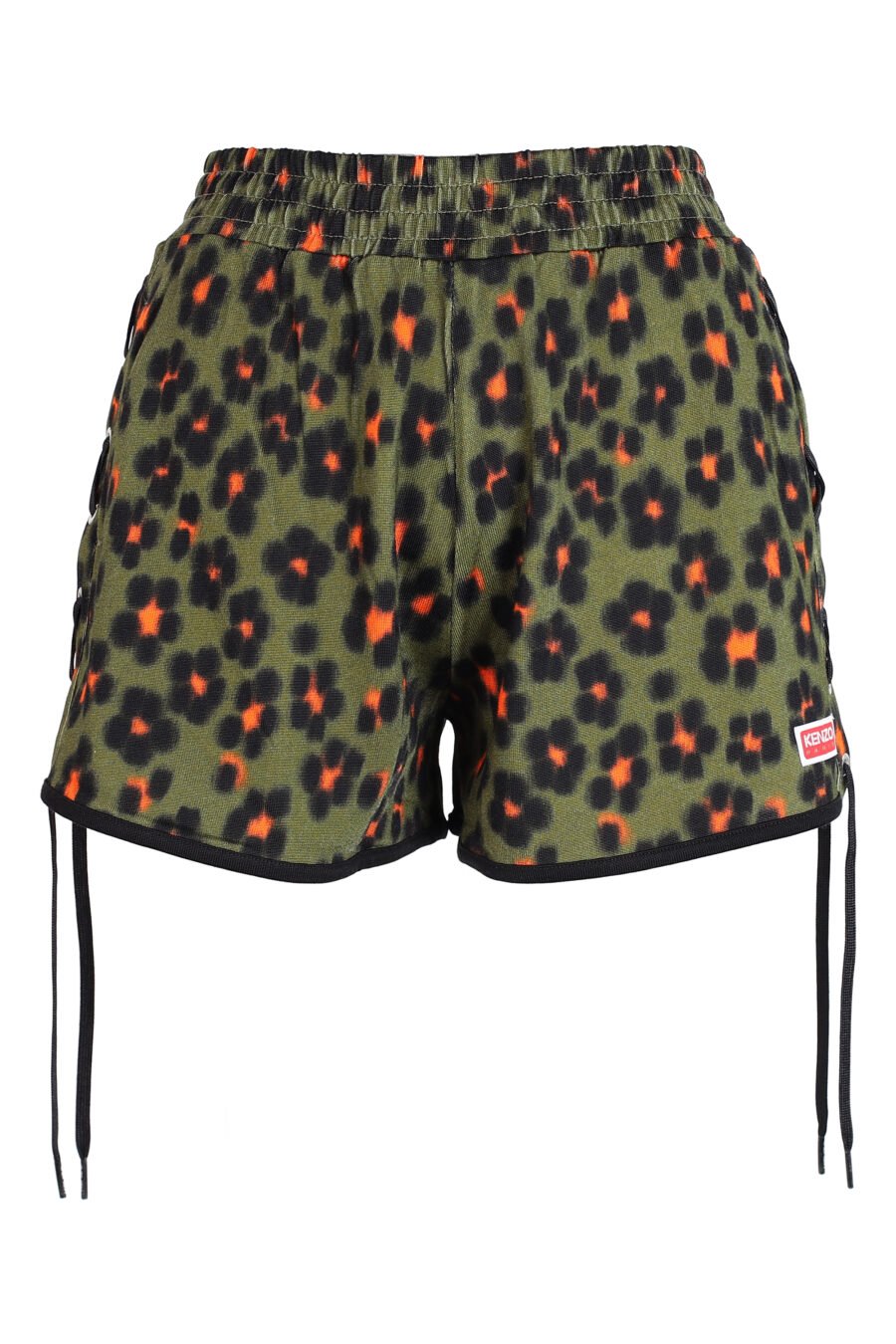 Pantalón corto verde con estampado leopardo naranja - IMG 3292
