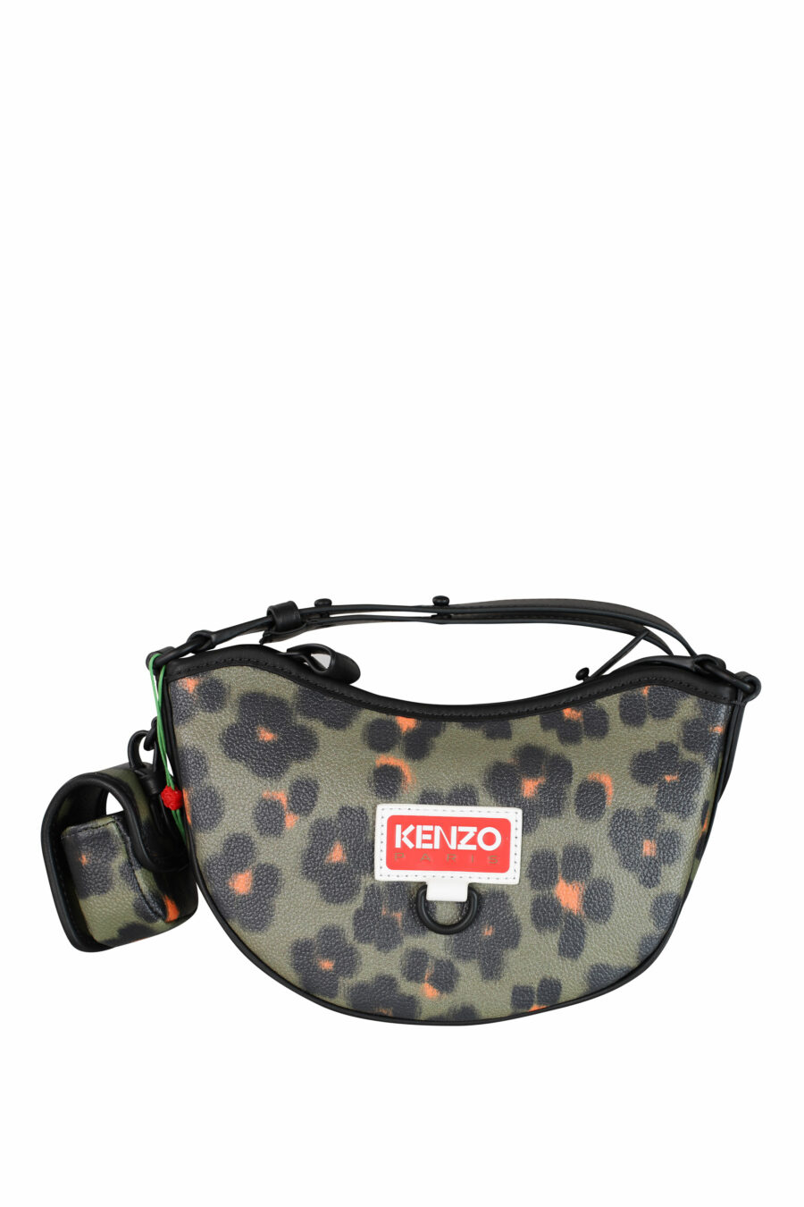 Mala de ombro com estampado de leopardo verde e laranja - IMG 3545