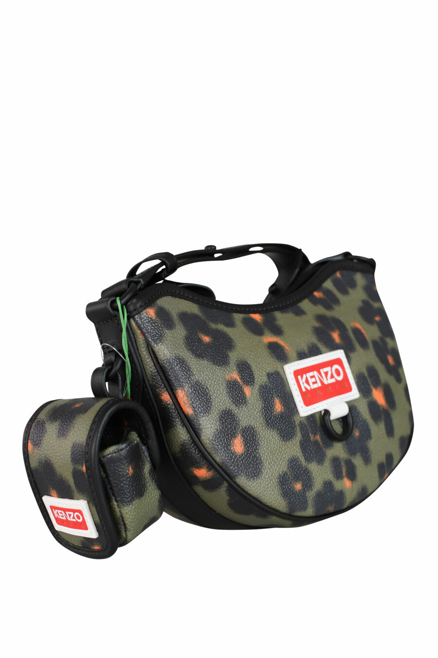 Green and orange leopard print shoulder bag - IMG 3547