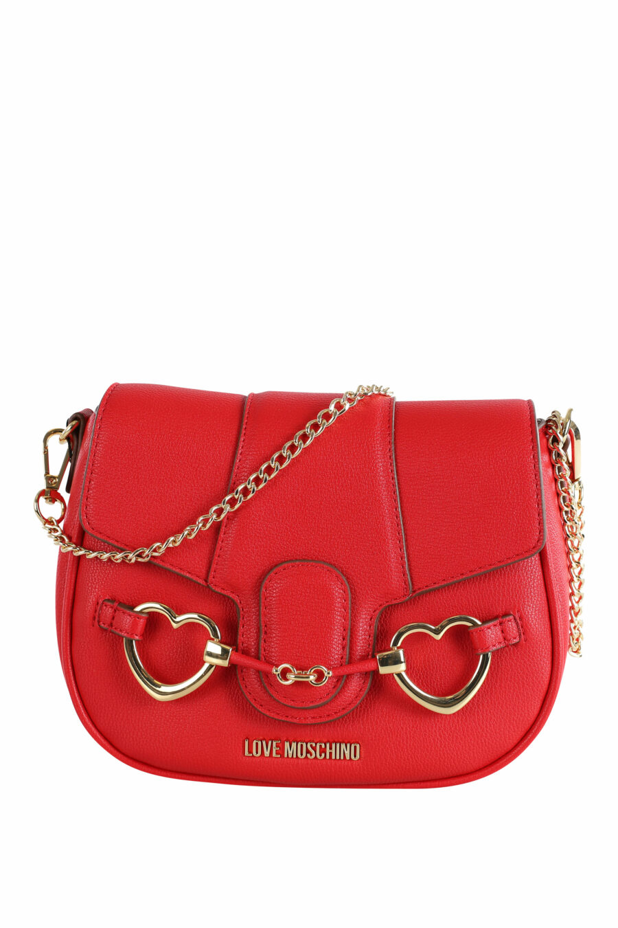 Red shoulder bag with mini-logo and hearts in golden metal - IMG 3618